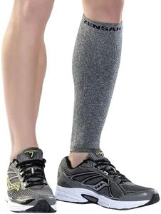 Zensah Calf/Shin Compression Sleeve - Made in the USA Single Leg Compression Sleeve for Shin Splint Relief, Recovery, Running, Heather Grey, S-M