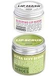 Save 10% Handmade Heroes Lip Scrub and Lip Mask Bundle - Clean Sustainable Skincare Lip Exfoliator and Lip Treatment