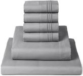 Mellanni Iconic Queen Sheet Set - 6-Piece Bed Sheets, (Including 4 Pillowcases), 16-Inch Deep Pocket, Easy Care, Extra Soft, Cooling Sheets, Brushed Microfiber - Light Gray