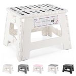 HOUSE DAY Folding Step Stool Lightweight Plastic Step Stool,9 inch Foldable Step Stool for Kids,Non Slip Folding Stools for Kitchen Bathroom Bedroom Plastic Stepping Stool White