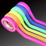 Drokenle 6 Rolls Neon Gaffer Cloth Tape, Fluorescent UV Blacklight Reactive Tape Glow in The Dark Neon Tapes Bright Spike Tapes for Glow Party Stage Decorations, Coding Floors Marking, 10mm x 5m