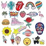 23 Pieces Iron On Patches, Embroidery Applique Patches Stickers Flowers Sew On Patches and Badges Fabric Repair Patch for Kids Clothes Jeans Jackets Shoes Backpacks T Shirt