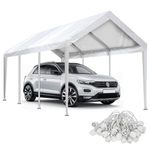 Carport Canopy 10'x20' Replacement Cover, Waterproof & UV Protected Garage Top Tarp Shelter Cover with Ball Bungee Cords, Car Cover Tent (Frame is not Included)