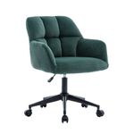 Wahson Velvet Home Office Chair Modern Swivel Desk Chair with Armrest, Height Adjustable Computer Chair Task Chair for Study/Vanity, Green