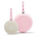 GreenLife Soft Grip Healthy Ceramic Nonstick, 7" and 10" Frying Pan Skillet Set, PFAS-Free, Dishwasher Safe, Soft Pink