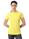 TECHNOSPORT Womens Slim Fit Polyester Active Wear T-Shirt with Raglan Sleeves for Workout, Sports - (WTW105PAE_Pine Apple_XL)