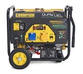 Champion Power Equipment CPG3500E2-DF 2800 Watt LPG Dual Fuel Portable Frame Generator - 224 cc Engine - Petrol or Propane, 19 Hours Max, Electric Start, Intelligauge Display, Shut Off Sensor