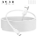 Micro USB Cable 5M, ACOCOBUY USB Cable for Mi 360° Home Security Camera 2K Pro, Mi Smart Camera C300, Mi 360° Camera (1080p), USB to Micro USB Security Camera Charging Cable for Security Camera, White