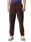 Bewakoof Men's Solid Oversized Fit Cotton Cargo Pant_628750_Brown_32