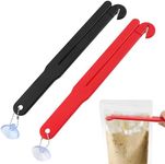 2pack Food Bag Pouch Cutter Opener Slicer Food Bag Squeezer with Stainless Steel Blade and Squeezer Includes Hang Chain and Suction Cup for Easy Storage(COLOR:as shown)