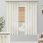 SHINELAND Cream 54 Inches Sliding Door Curtains for Patio,Light Filtering Semi Sheer Double Pinch Pleated Custom Curtains for Sliding Glass Doors