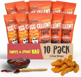 Todd's Better Snacks Egg-Cellent Protein Puffs, Sweet & Smoky BBQ – 12g Protein, Gluten-Free, Paleo-Friendly, Baked, GLP-1 Compliant – Healthy Snack, Made with Egg Whites – 1.2 Oz (Pack of 10)