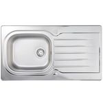 Liquida LSS100 1.0 Bowl Reversible Inset Stainless Steel Kitchen Sink with Waste