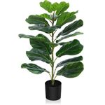 CROSOFMI 30Inch Artificial Fiddle Leaf Fig Tree/Fake Ficus Lyrata Plant with 21 Leaves Faux Plants in Pot for Indoor House Home Office Modern Decoration Perfect Housewarming Gift