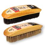 DroliaFresh Premium Shoe Brush for Leather Shoes - Black & Brown Cleaning Polish Kit, Boot Cleaner, Shine & Care with Horse Hair Soft Brushes, Pack of 2