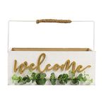 Hanna Roberts Card and Gift Fund Holder Wood Box with Artificial Green Leaves Garland for Weddings, Birthdays, Graduations, Baby and Bridal Showers, 13.5" x 7" x 9.75", Welcome