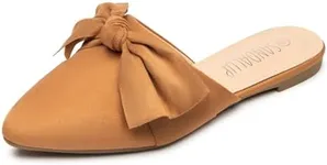 SANDALUP Mules Women Shoes w Pointed Toe and Elegant Bowknot Brown 07
