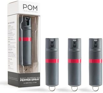 POM Pepper Spray Flip Top Keychain - Maximum Strength OC Spray Self Defenes - 25 Bursts, 10ft Range - Accurate Stream Pattern