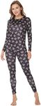 MANCYFIT Thermal Underwear for Women Long Johns Set Fleece Lined Ultra Soft Heart Print Black Large