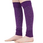 Mysocks Leg Warmers Extra Soft Stylish Fancy Winter 80s Party Dance Glitter Long Legwarmers for Women Girls Ladies Purple Speckled Glitter