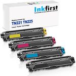 1 Set of 4 Inkfirst® Toner Cartridges Compatible Remanufactured for Brother TN221 TN225 Black Cyan, Magenta, Yellow MFC-9340CDW HL-3170CDW HL-3170CW HL-3140CW MFC-9130CW MFC-9330CDW TN221BK TN225C TN225M TN225Y