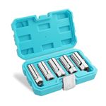 DURATECH Spark Plug Socket Set, 5-Piece SAE & Metric Cr-V Spark Plug Sockets (14mm, 18mm, 5/8", 3/4", 13/16"), 6 Point & 12 Point Thin Wall 3/8" Drive Spark Plug Removal Tool for Car, Small Engines