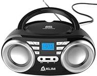 KLIM B3 Portable CD Player Boombox with FM Radio, Bluetooth, USB, AUX, and FM Radio Dual Speakers, EQ Sound Effects, 20 Preset Stations, Compact and Lightweight