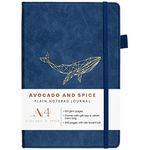 A4 Sketchbook Blank Notebook by Avocado and Spice® with Gift Box & Velvet Bag – Artist Sketch Pad - Travel Journal Notebook A4 - Vegan Friendly Drawing Pad with 200 Thick Pages (Blue, Plain)