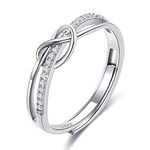 925 Sterling Silver Love Knot Rings for Women Adjustable Open Finger Rings Jewelry Gifts Promise Rings for Women with Cubic Zirconia Mothter Daughter Rings