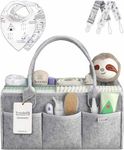 Putska Baby Diaper Caddy Organizer - Gift Registry For Baby Shower, Nursery Organizer, Neutral Baby Changing Table Organizer With Bibs And Pacifier Clips (A Diaper Caddy set)