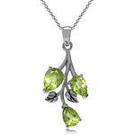 Silvershake 2.76ct. Natural Peridot 925 Sterling Silver Leaf Pendant with 18 Inch Chain Necklace