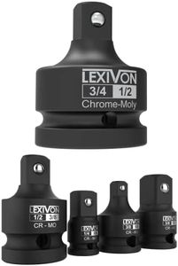 LEXIVON Impact Socket Adapter and Reducer 4-Piece Set | 1/4" - 3/8" - 1/2" + 3/4-Inch Impact Socket Adapter, 3/4" Female x 1/2" Male Reducer | Chrome-Molybdenum alloy steel = Fully Impact Rated