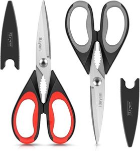 iBayam Kitchen Scissors All Purpose Heavy Duty 2 Pack with Protective Sheath, Stainless Steel Shears Kitchen Utensils Set for Cutting Food Cooking Meat Poultry Dishwasher Safe Soft Comfort-Grip