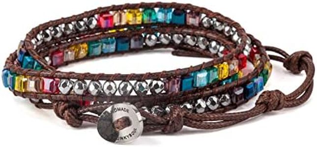 SPUNKYsoul Chakra Awareness Balance 3 Wrap Crystal Bracelet with Hematite for Women (Odorless Brown Waxed Cotton Cord)