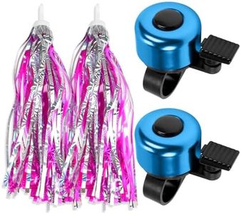 MZELQ Bicycle Bell 2 Pcs Mini Bike Bells with 2 Pcs Bike Streamers, Cute Clear Crisp Sound Bike Accessories Ring Bell for Girls Boys Kids Children (2 Pcs Blue)