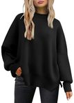 Tincini Women's Jumpers Winter Casual Crew Neck Knitted Sweaters Long Sleeve Loose Pullover with Side Slit Jumper Tops Sweatshirt (Black, L)