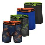 New Balance Men's Standard Performance 6" NO Fly Boxer Brief (4-Pack), HLT/Black(ht)/Team Royal/Team Royal Strt, Medium