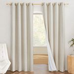 PONY DANCE Door Curtains Thermal - 100% Blackout Curtain Natural with Top Eyelet Room Darkening Noise Reduction for Glass Sliding Door Window Bedroom Living Room, 52x84 In Wide, 2 PCS