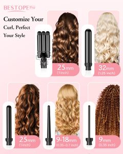 BESTOPE PRO 5-in-1 Beach Waver – Curling Iron Set for Hair Styling