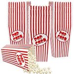 50 Pcs Popcorn Boxes for Party 5.5 Inches Tall Red & White Striped Popcorn Bags Mini Popcorn Buckets & Popcorn Bowl for Movie Theater, Home, Carnival Decorations (50)