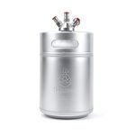 HopsBrew Mini 304 Stainless Steel Keg Growler (5L Standard Silver with Spear)