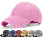 HH HOFNEN Men Women Washed Distressed Twill Baseball Cap Vintage Adjustable Dad Hat Pink