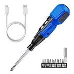 ORIA Electric Cordless Screwdriver, 3.6V 900mAh USB Rechargeable Power Screwdriver, LED Work Light, 9 Magnetic Bits and 1/4 Inches Bit Holder, Portable Screwdriver Driver for Home DIY Repair (Blue)