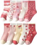 Toptim Kids Girls' Crew Socks Cute Casual Dress Cotton Socks 3-12 Years, 10 Pairs