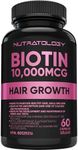 Biotin 10000MCG Hair Vitamins For Hair Growth Women - Promotes Healthy Skin & Nail Growth - Supports Muscle Function - Biotin Supplement - Hair Growth Products for Women - 60 capsules