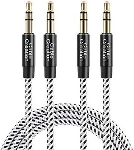 CableCreation 2-Pack 3.5mm Audio Cable 6FT/1.8M, Aux Cord Male to Male, Braided & 24K Gold-Plated Connector for Headphone, Laptops, Phone, 2018 Mac Mini, Surface Dock, Car Stereo & More