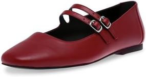 Steve Madden Womens Mary Jane Flat Shoes, Red Leather, 10