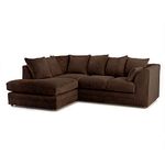 New Luxor Fabric Corner Sofa Chocolate | Soft Jumbo Cord 3-4 Seater Corner Sofa (Chocolate, Left Hand Facing)