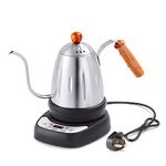 Diguo Variable Temperature Digital Electric Gooseneck Kettle, Pour Over Coffee Kettle Hand Drip Kettle Narrow Spout Premium Stainless Steel Gooseneck Tea Kettle, DG-1738 (Sliver)