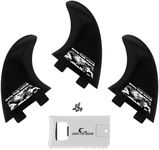 Own the Wave (3 Fiberglass Reinforced Surfboard Fins w/Wax Comb - Ebony Black